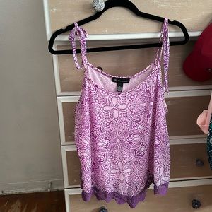 INC cami with tie strings and lace border